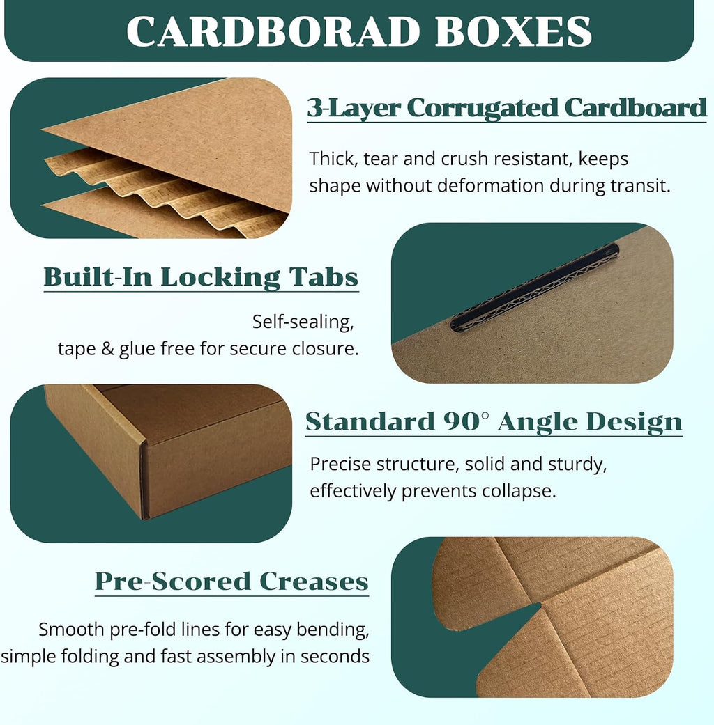 Brown Shipping Boxes 7x6x2 Inch 50 Pack, Corrugated Packaging Boxes