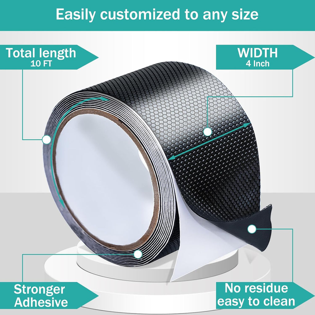 Rubber Grip Tape, Black, 4In x 10Ft