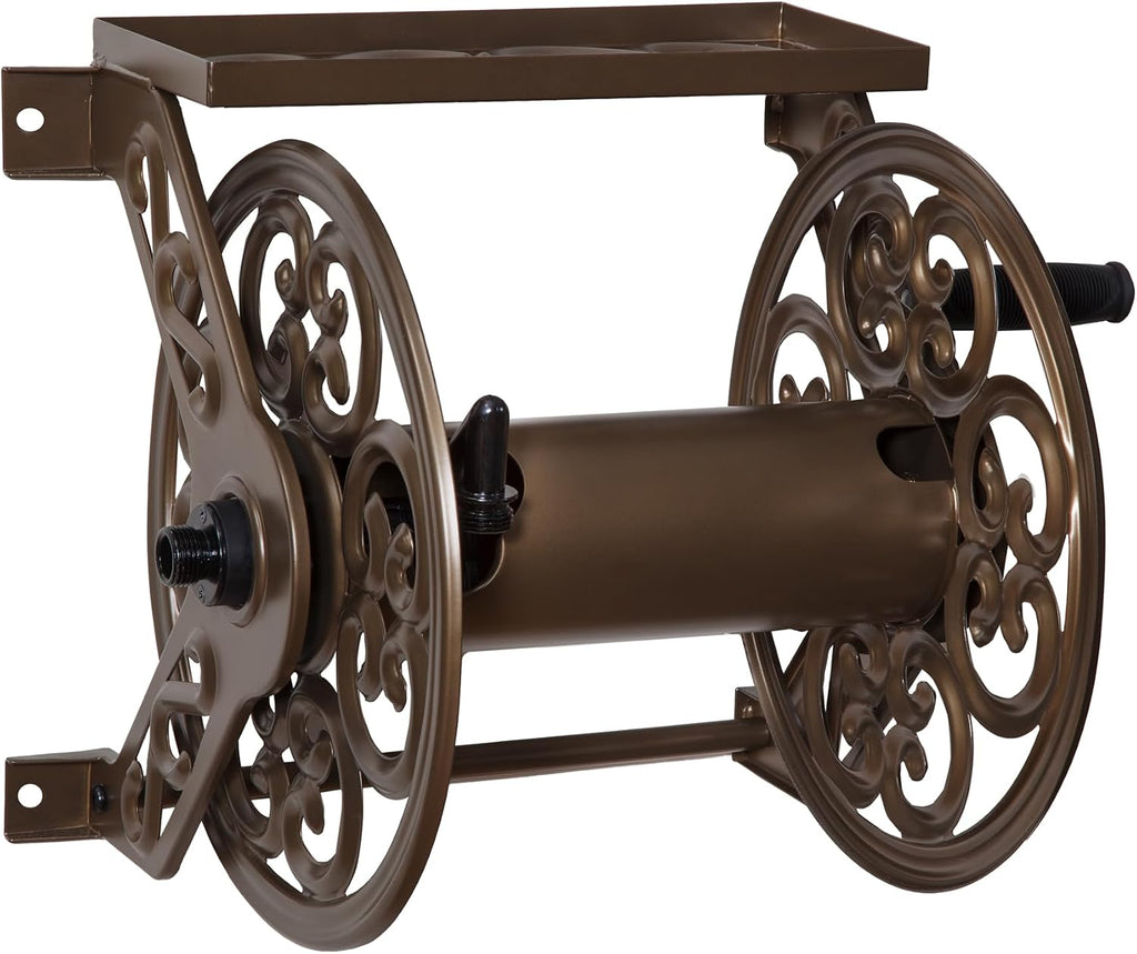 708 Steel Decorative Wall Mount Garden Hose Reel, Holds 125-Feet of 5/8-Inch Hose - Bronze