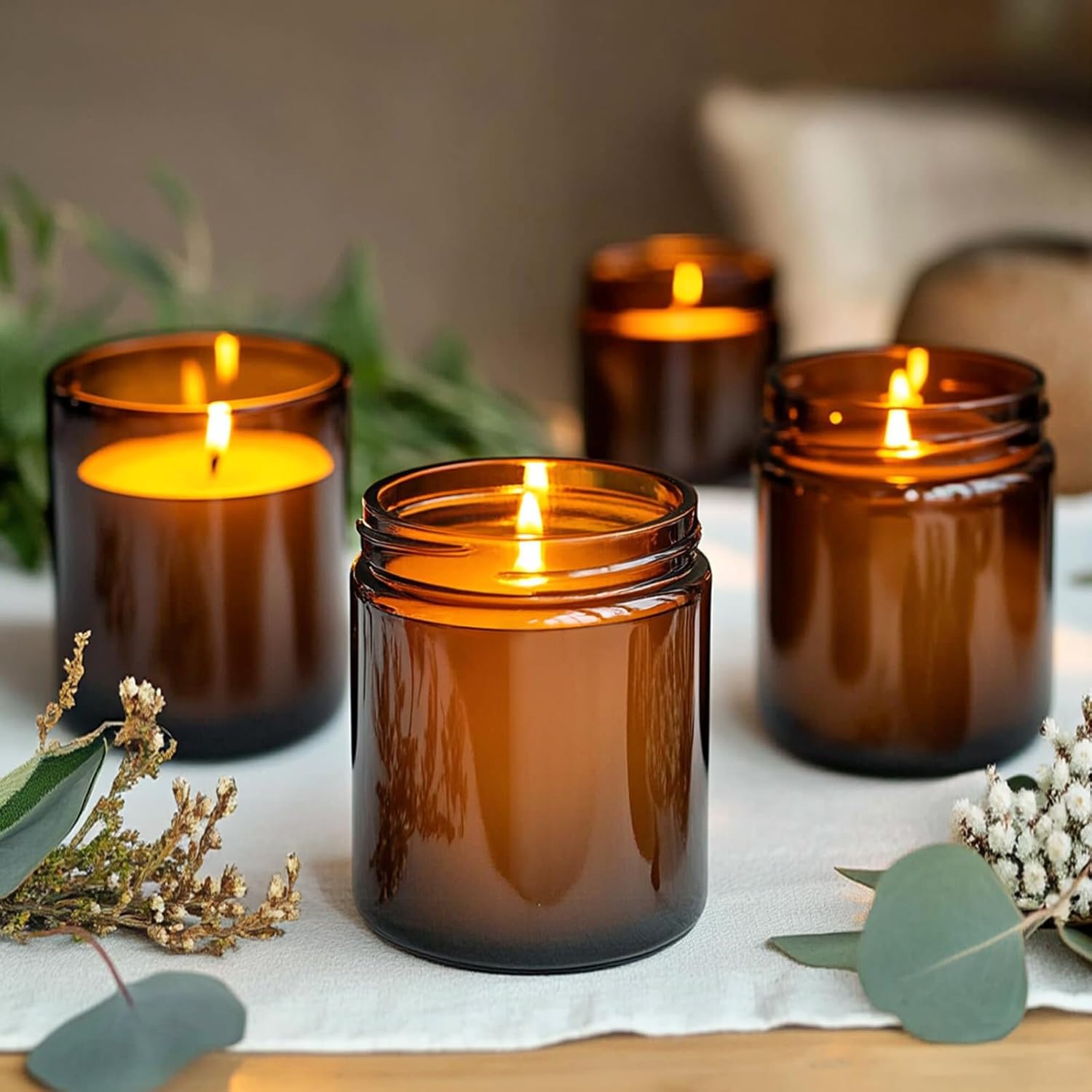 8oz Glass Candle Jars with Metal Lids, 30PCS Amber Candle Container | 8 oz Amber Candle Jars for Candle Making