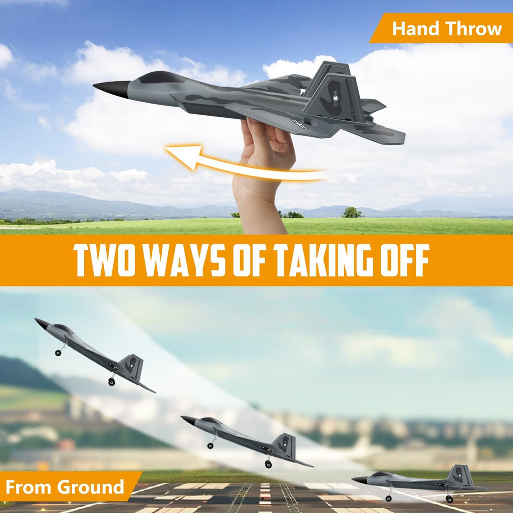 2CH F-22 RC Glider, Easy Fly RC Plane for Kids & Beginners | 2.4GHz anti-interference, stable flight, crash-resistant