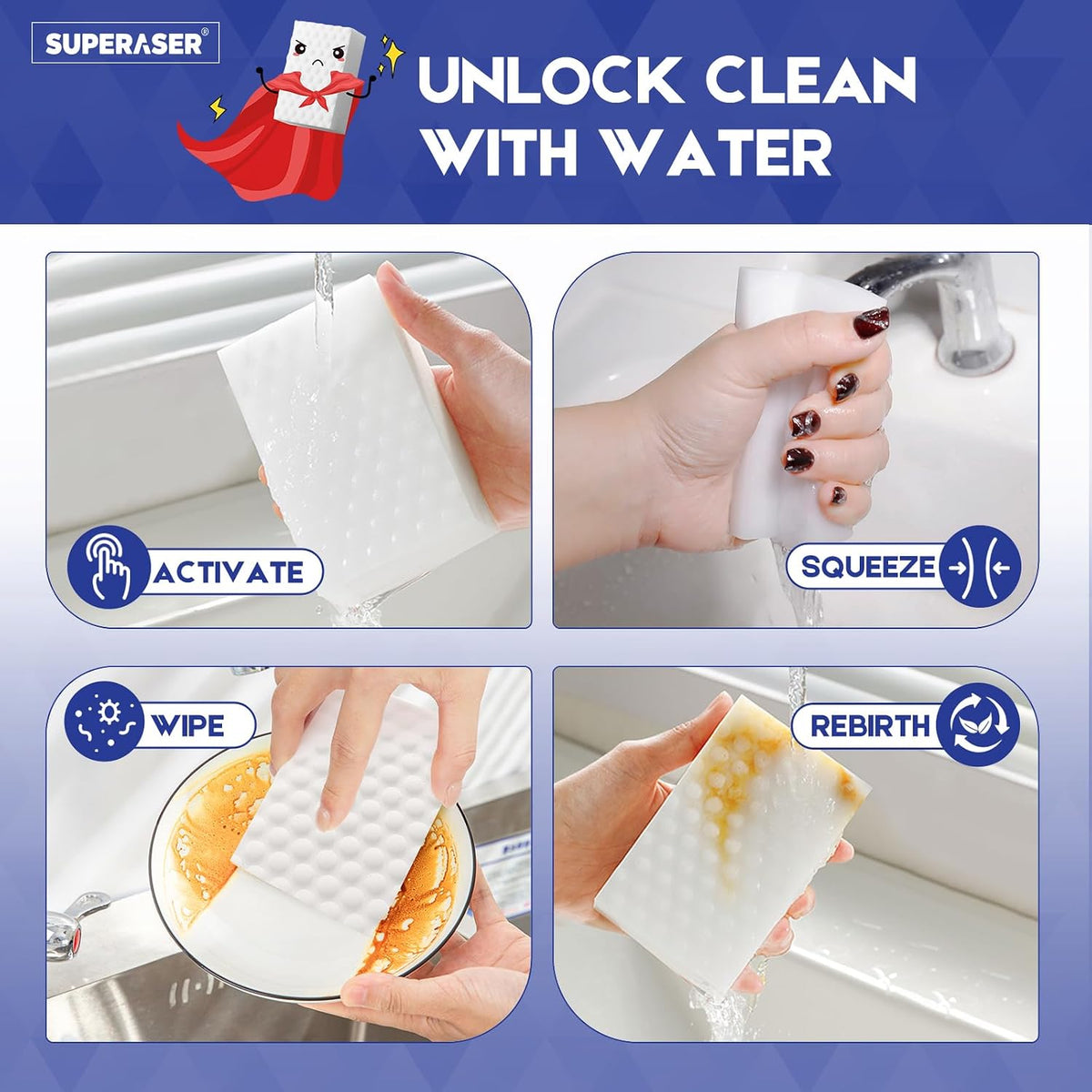 Magic Sponge Eraser, 10 Pack, 2X Density Melamine Foam