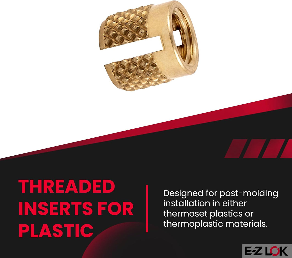 E-Z LOK Plastic Thread Insert, Flush, 10-32, 25 ct