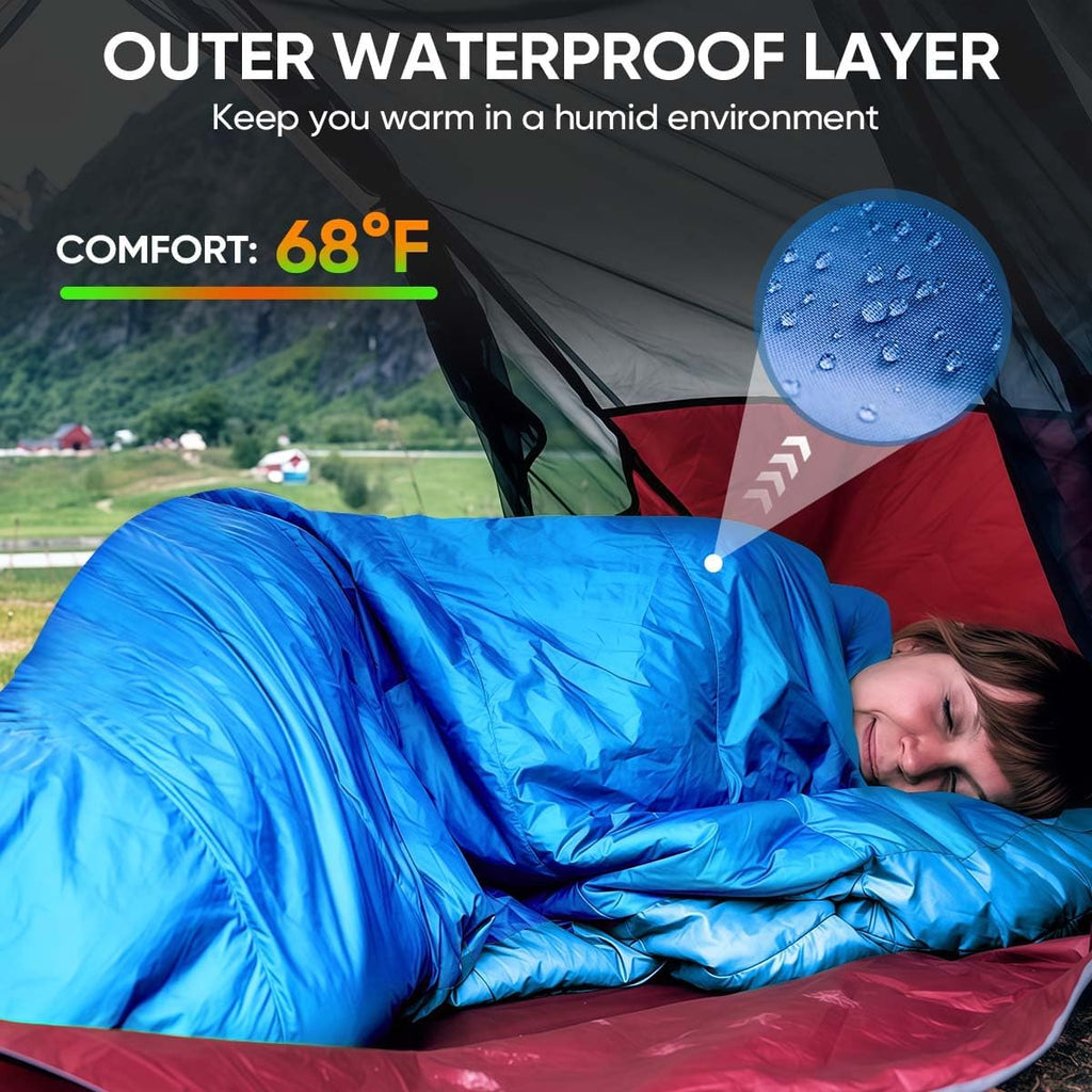 Sleeping Bags Portable Waterproof Camping Sleeping Bag for Adults Kids 4 Seasons Cold Weather or Warm Backpacking