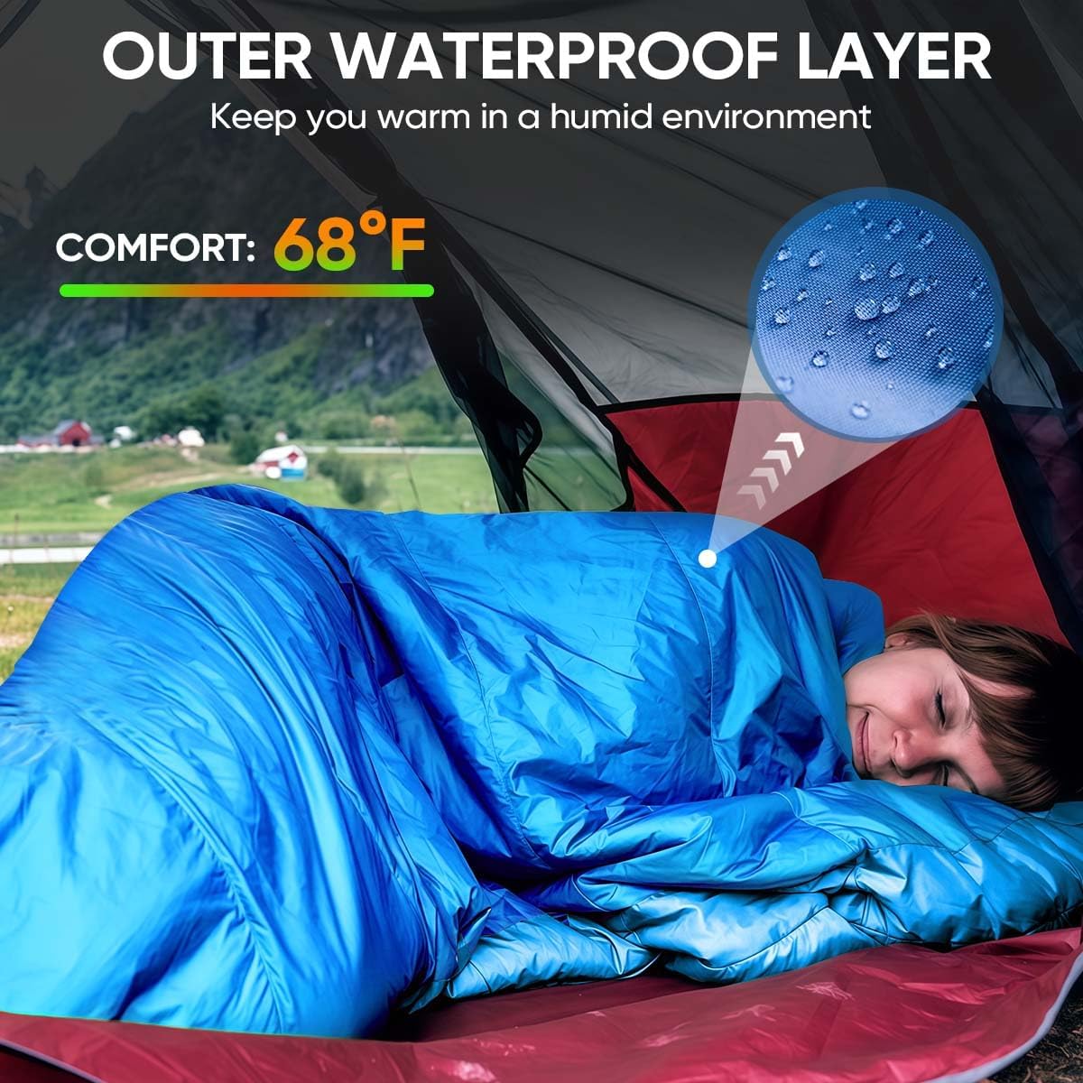 Sleeping Bags Portable Waterproof Camping Sleeping Bag for Adults Kids 4 Seasons Cold Weather or Warm Backpacking