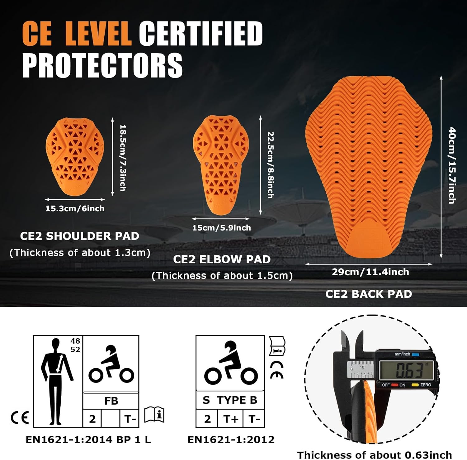5PCS CE Level 2 Motorcycle Armor,CE Motorcycle Jacket Pads Inserts | Full CE Level 2 Motorcycle Armor Inserts,Body