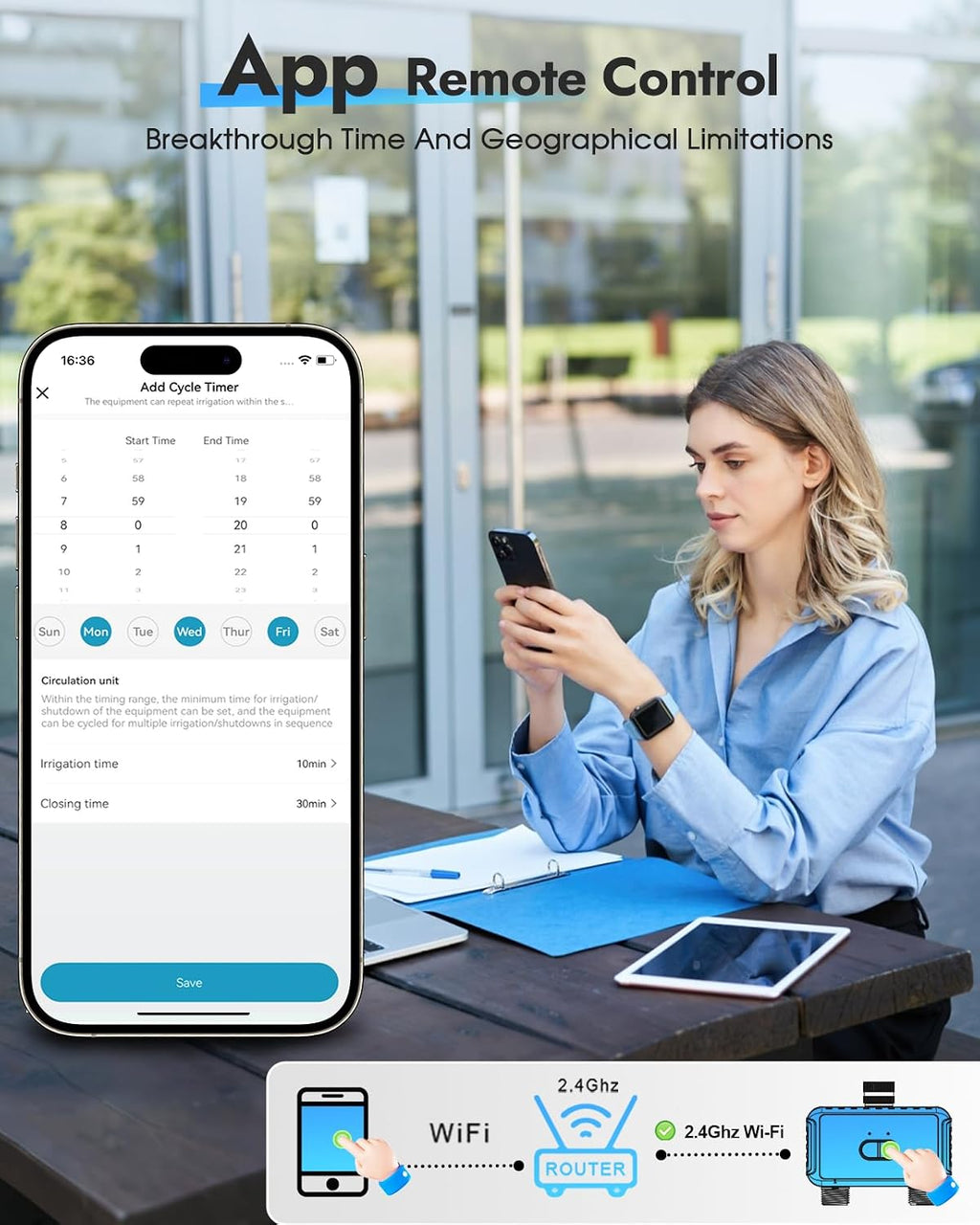 2-Zone WiFi Water Timer for Garden Hose, WiFi Hose Timers with Brass Inlet, No-Gateway 2.4GHz Remote APP & Voice