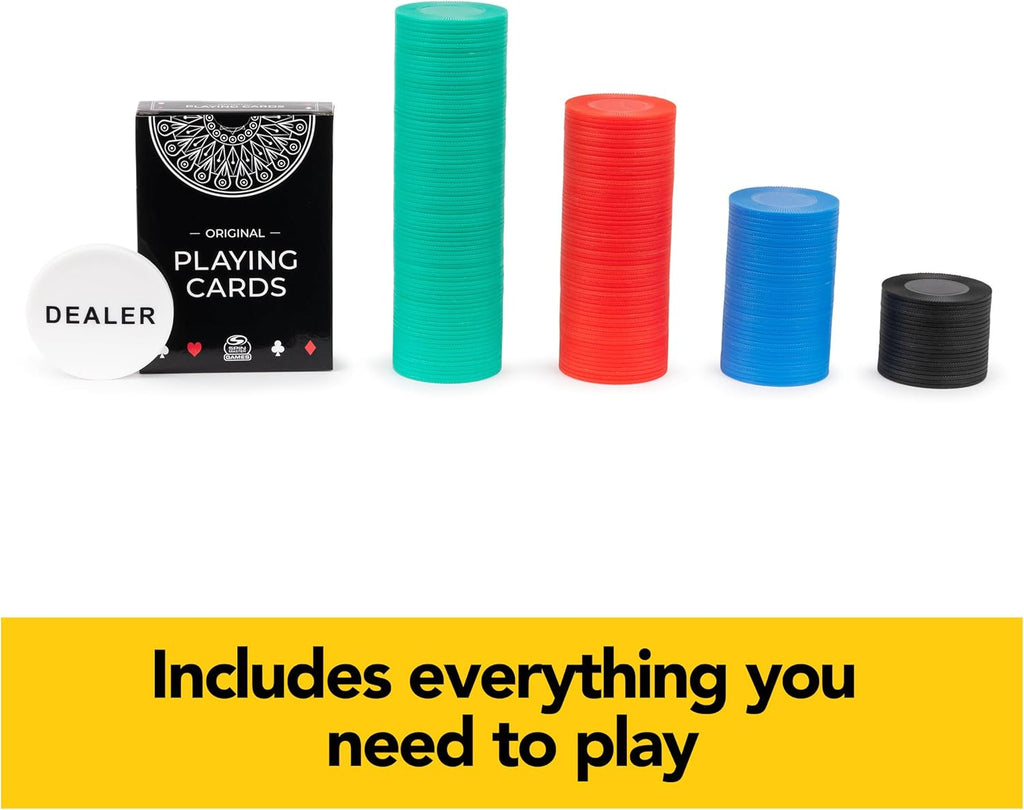 Spin Master Games Cardinal Classics, 200 Poker Chips Set Playing Cards Deck Dealer Button Texas Hold ‘Em Classic