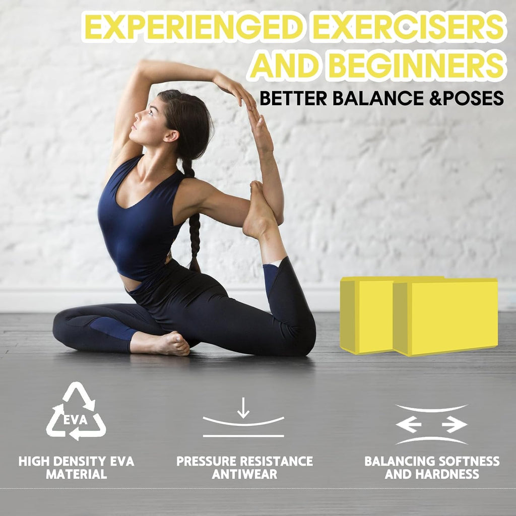 Yoga Block - Unsupported Latex Eva foam - Soft non slip surface with bevel for yoga, pilates, meditation - Yoga