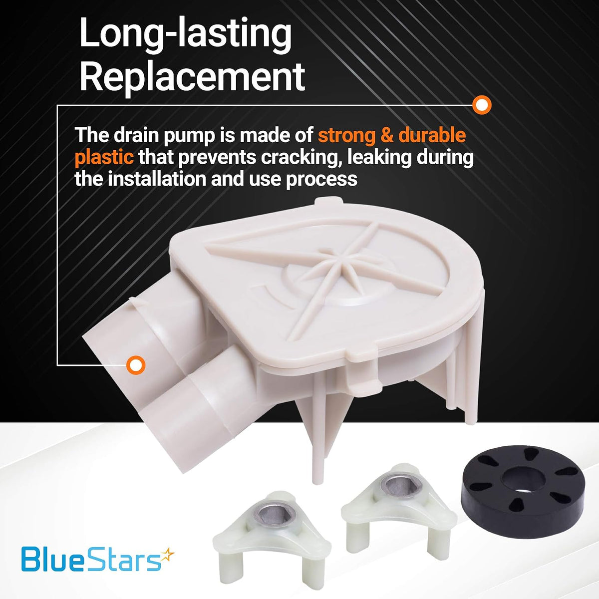 BlueStars 3363394 Washer Drain Pump & 285753A Dryer Core Motor Coupling Kit