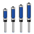 4 Pcs Flush Trim Router Bits 1/4 Inch Shank Top and Bottom Bearing, Carbide Straight Cut Router Bit Set for Trimming