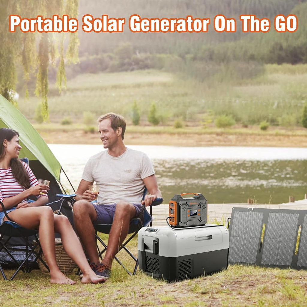 Portable Power Station with solar panel 60W,300W Solar Generator with Panels,100W Portable Power Bank 110v AC Outlet
