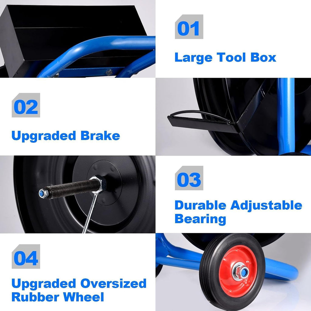 Heavy Duty Strapping Cart Dispenser for 15.7" PET & 7.9" PP/Fibre Coils, Movable Banding Machine with Brake System &