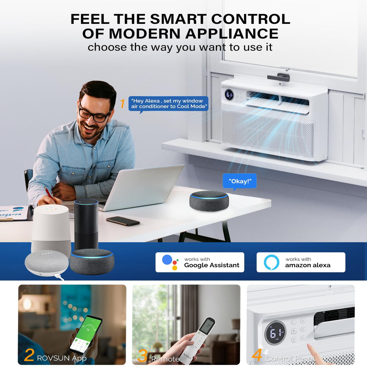 12000 BTU Inverter Window Air Conditioner with WIFI Function, Energy-Saving Window AC Unit with Remote & App Control