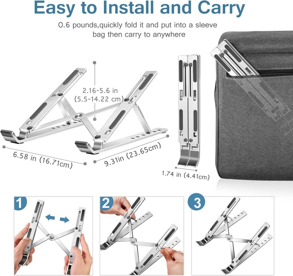 Laptop Stand, Laptop Holder Riser Computer Tablet Stand, 6 Angles Adjustable Aluminum Ergonomic Foldable Portable