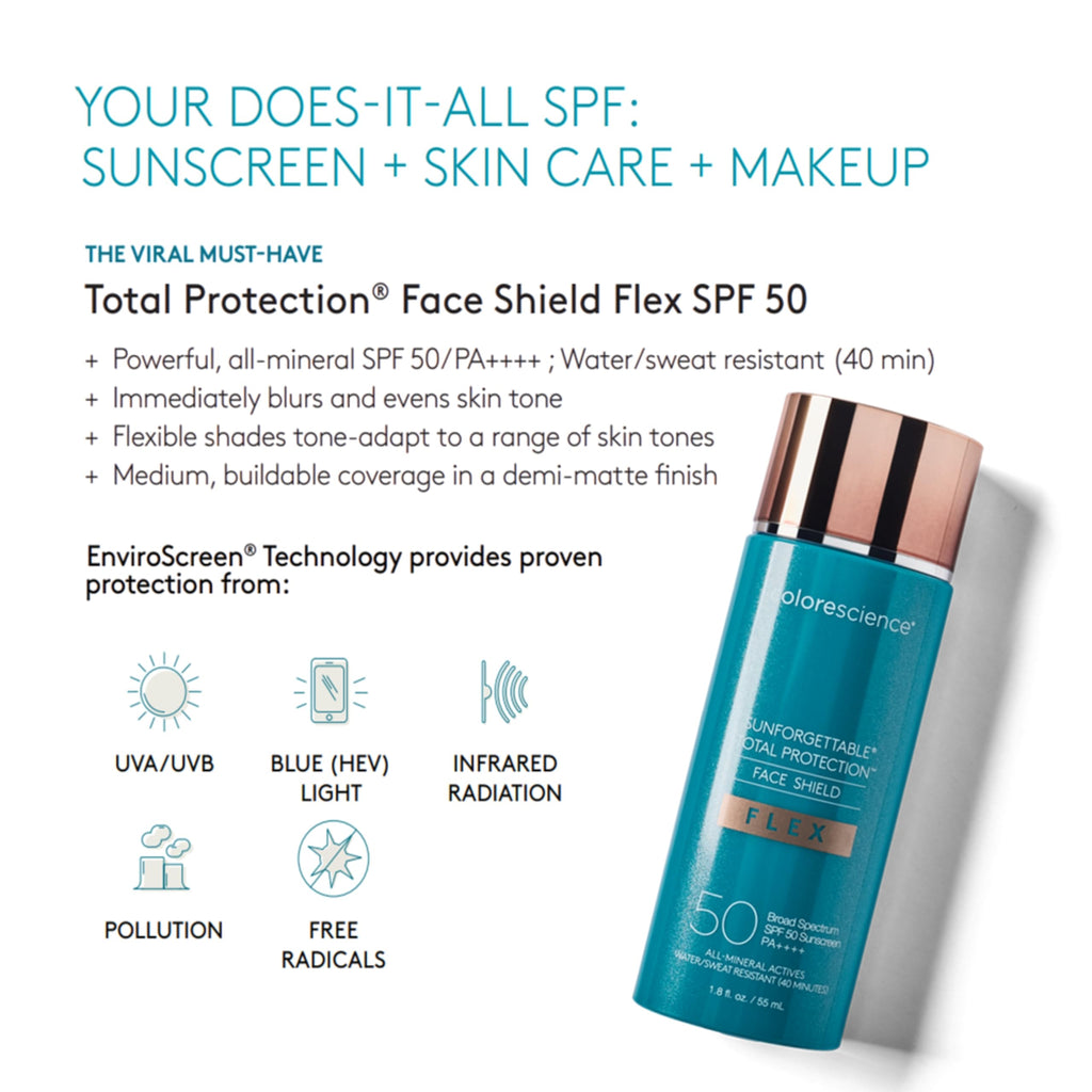 Total Protection Face Shield Flex, SPF 50, Light