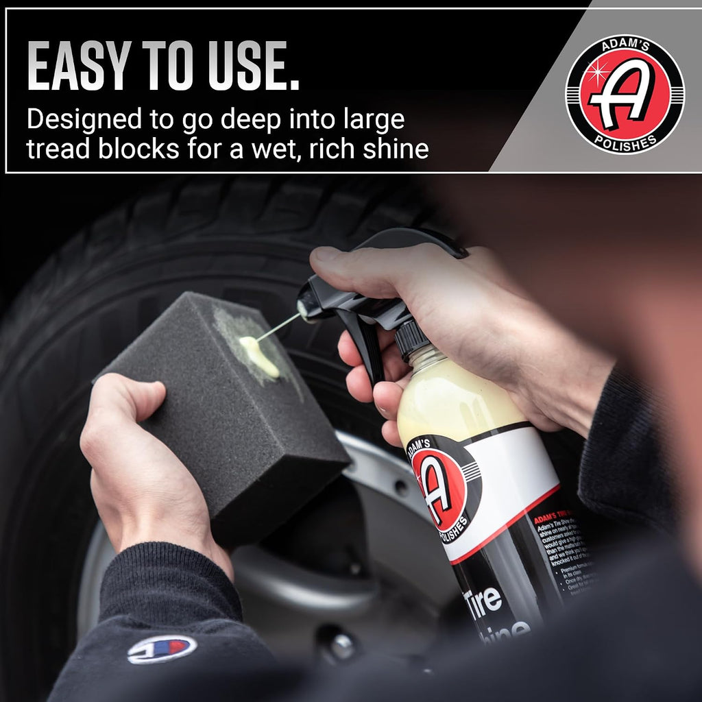 Tire Shine Combo - Spray Tire Dressing W/ SiO2 For Non Greasy Car Detailing | Use W/Tire Applicator After Tire