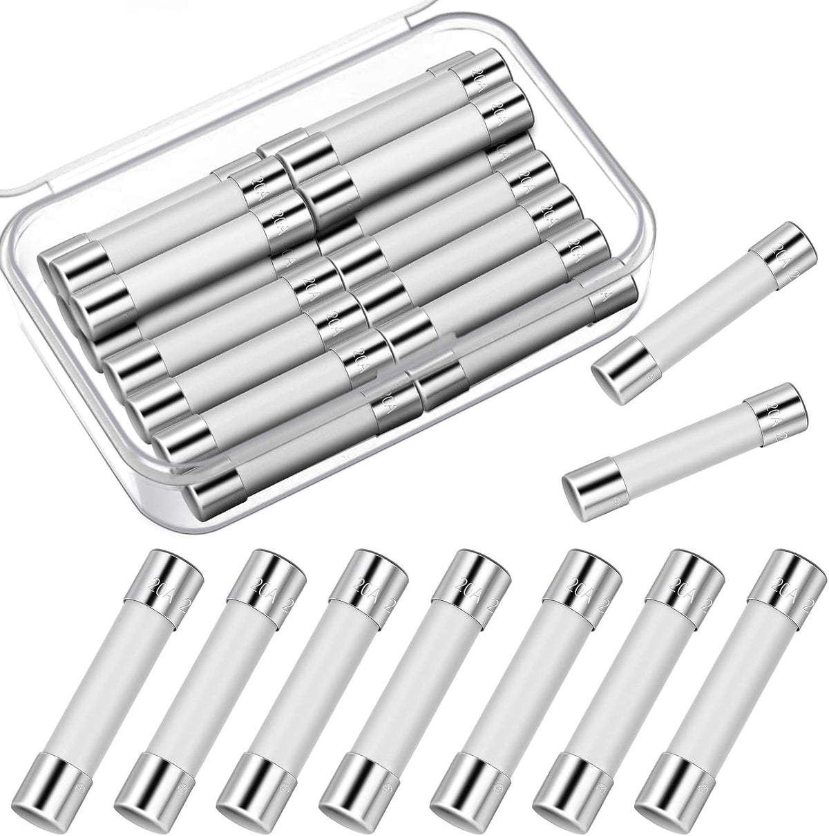 Frienda 20 Pcs Microwave Fuse, 20a 250v Slow-Blow Ceramic