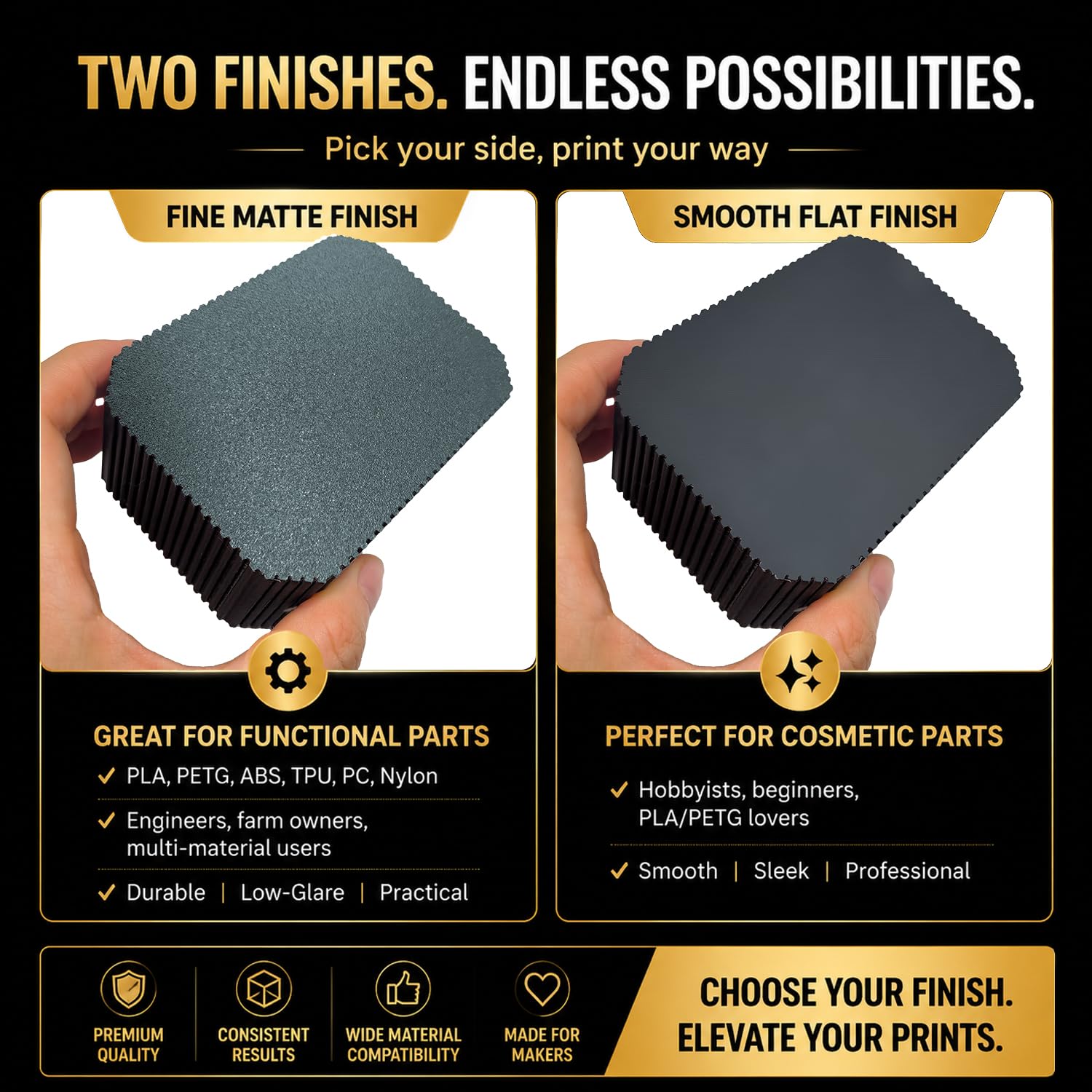3D Printer 232x154mm Creator Pro 2 PEI Sheet【Double Sided Textured/Smooth】Spring Steel Flexible Build Plate with