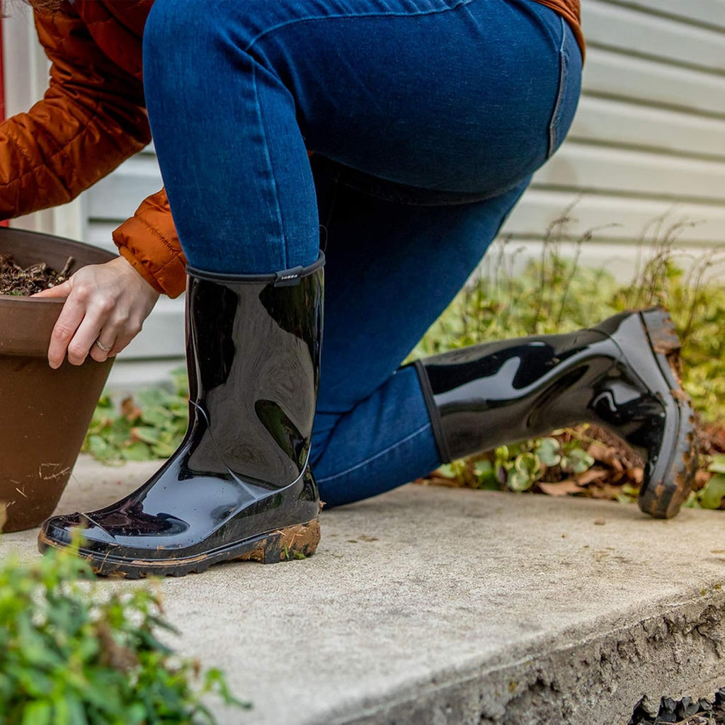 Women's Rain Boots Waterproof Mid Calf Garden Farm Rubber Boots | Wide Calf Slip-Resistant Rubber Ladies' Boots