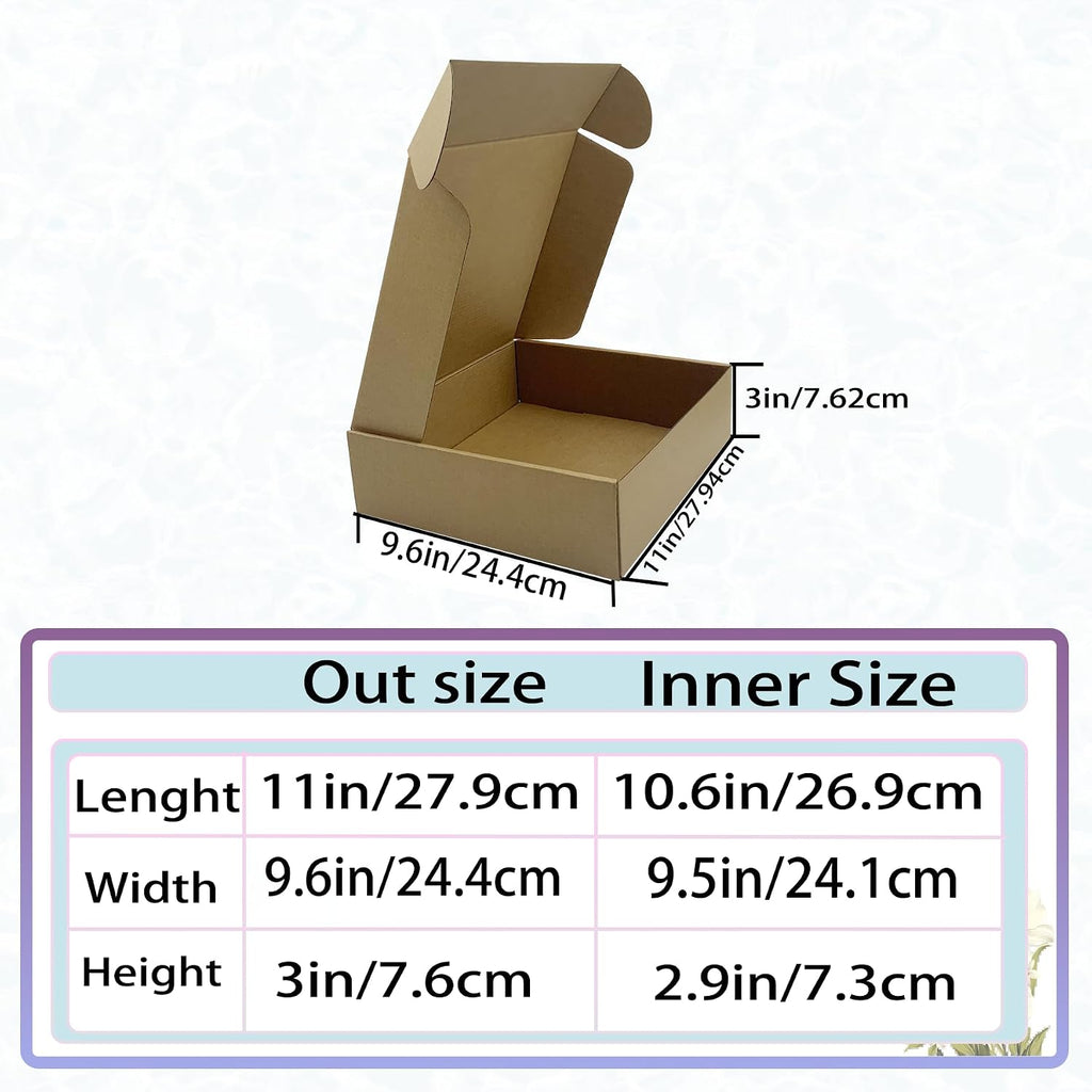 11x9.6x3 Inch Brown Shipping Boxes 25 Pack,Large Gift Boxes,Bulk of Mailers