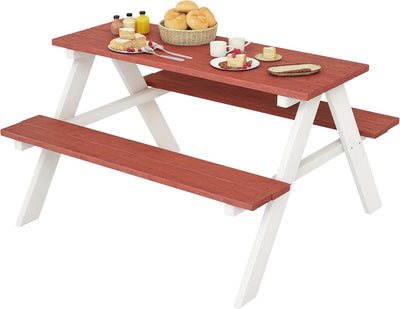 Kids Picnic Table Set Wooden Table & Bench Set for Ages 3-8 Brown | Kids Patio Furniture, Outdoor Toys
