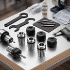 Shimeyao 9 Pcs ER11 Spring Collet Set 1/4'' with Clamping Nut for Cnc