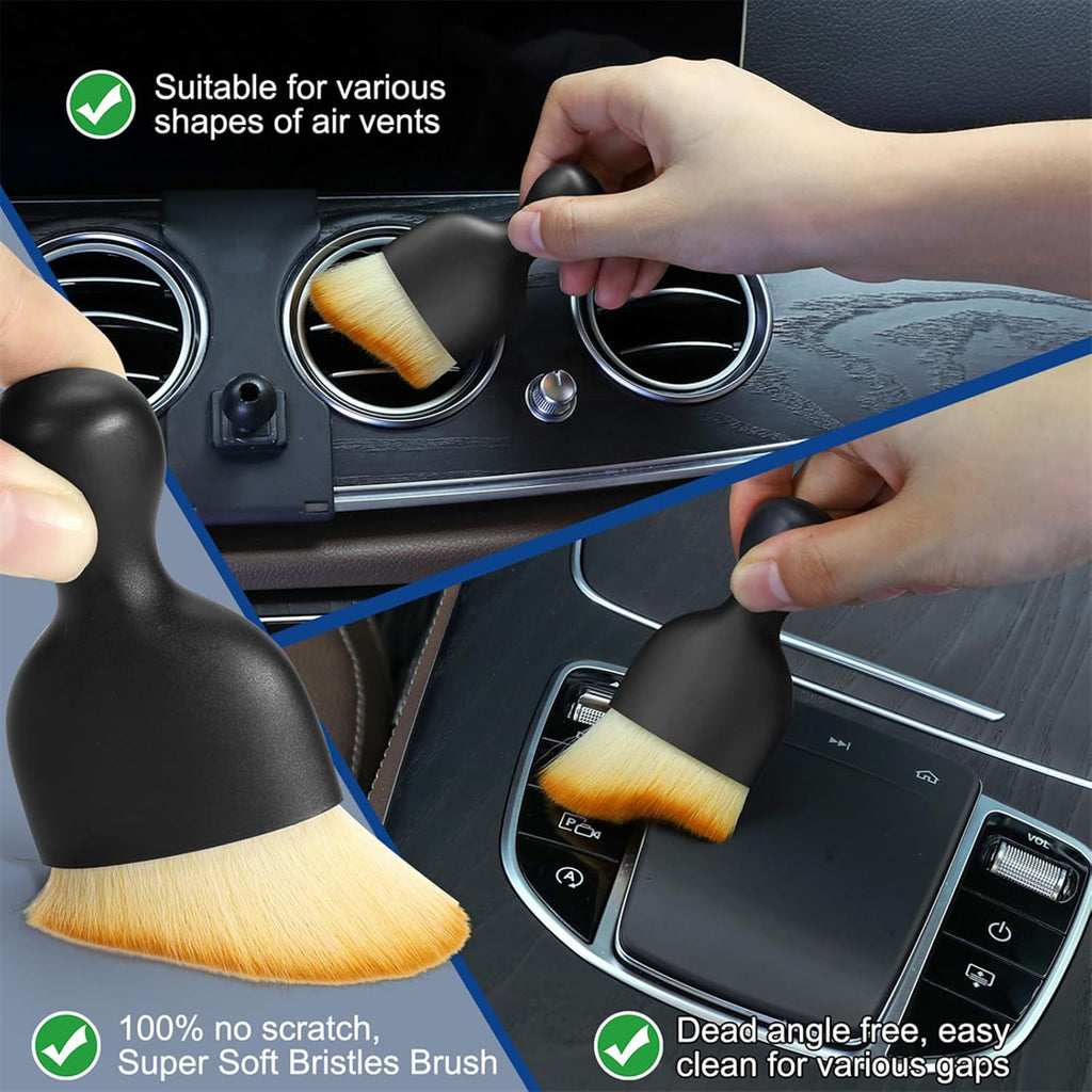 Car Interior Duster Detail Brush Cleaning Gel Kit, Soft Dash Vent Dusting Slime Putty Detailing Brushes Accessories