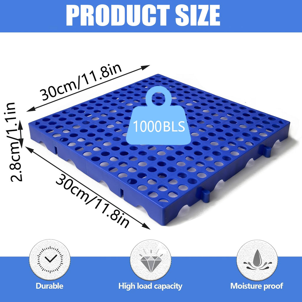 Plastic Pallets, Plastic Pallets for Basement Storage, Nestable Lightweight Waterproof for Basement Garage