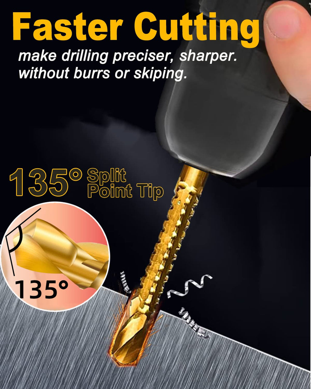 Rocaris 6 Pack 3-8mm Titanium Coated HSS Twist Drill Bits