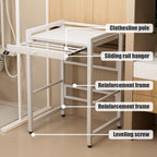 pofluany Washer Dryer Stacking Kit with Pull-Out Sliding Plate, Height Adjustable WasherDryer Stacking Rack Stand, Over The Washer and Dryer Stackable Shelf, Washing Machine Stand White
