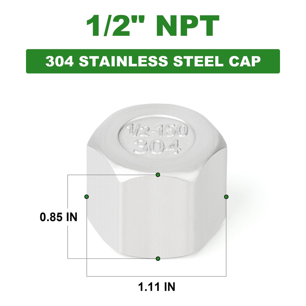 TAISHER 10Pcs 304 SS Cap Pipe Plug Socket Fitting 1/2" NPT Female