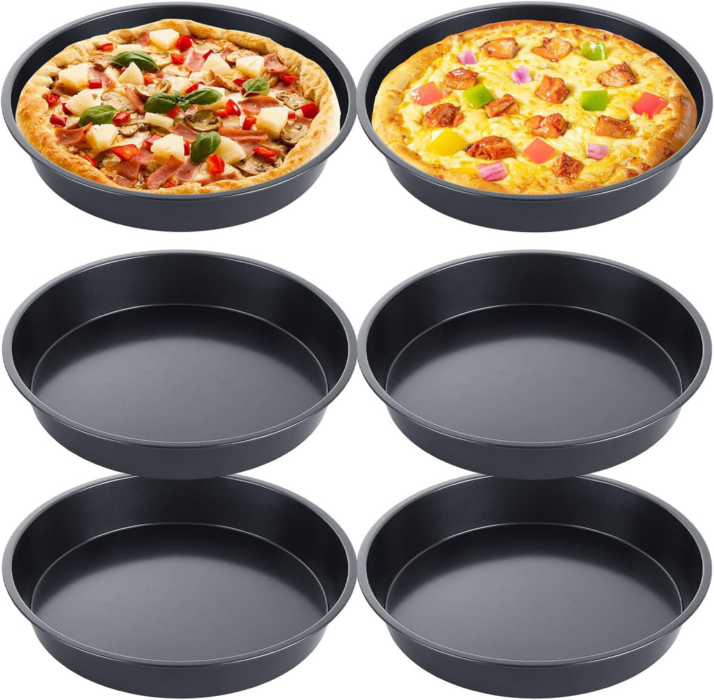 6 Pack Deep Dish Pizza Pan Personal 10 Inch Pizza Pan Set Round Pizza Pan for Oven Non Stick Pizza Plates Carbon