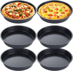 6 Pack Deep Dish Pizza Pan Personal 10 Inch Pizza Pan Set Round Pizza Pan for Oven Non Stick Pizza Plates Carbon