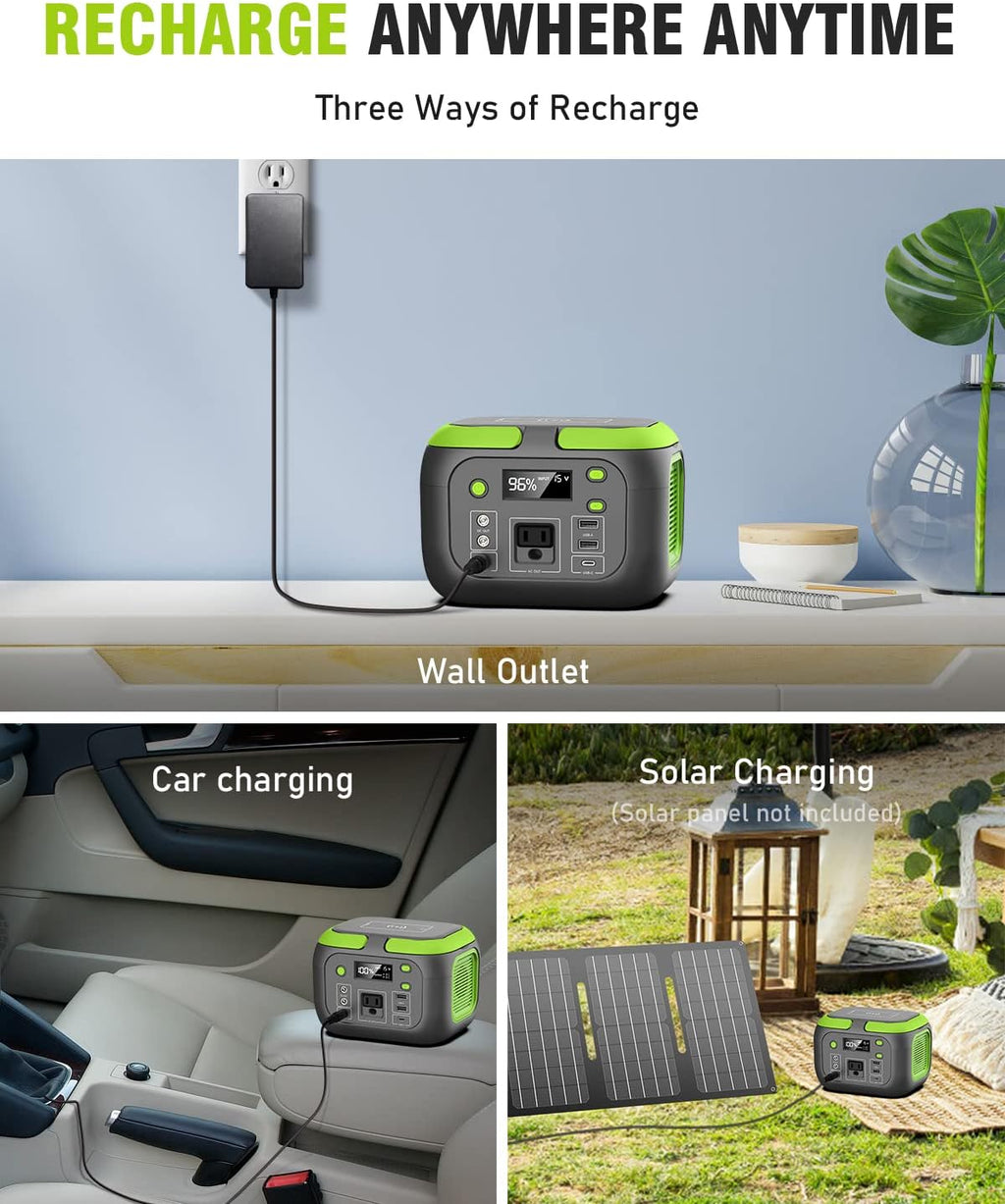 200W Portable Power Station, 42000mAh Solar Generator with 110V AC Outlet, DC, USB C, USB QC3.0, 155Wh Backup Battery