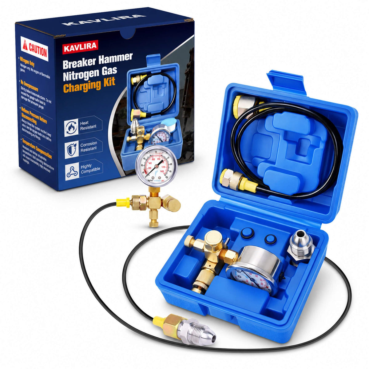 KAVLIRA Hydraulic Pressure Test Kit for Hydraulic Breaker Nitrogen Charging