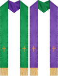 2 Pcs Reversible Clergy Stole with Cross Tassels
