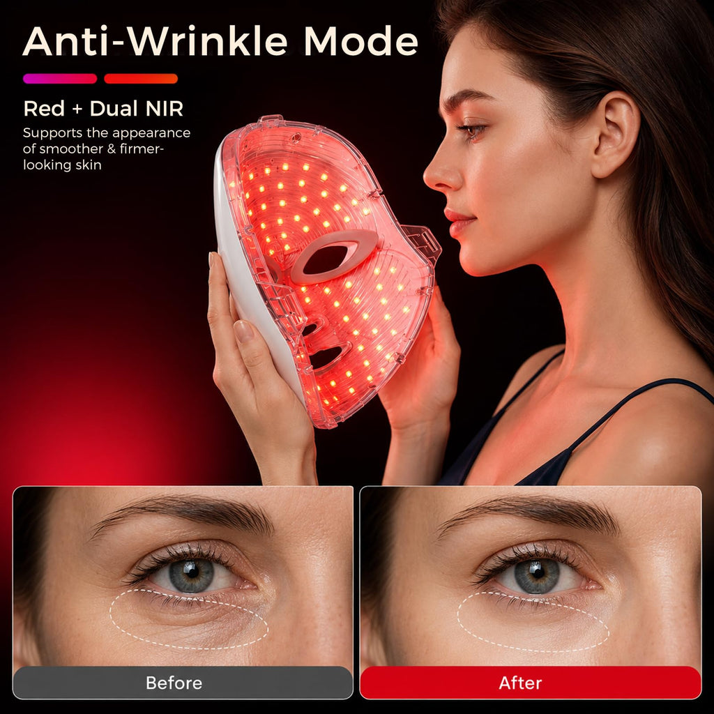 Red Light Therapy Mask for Face & Neck, Full Face Coverage,7 Modes