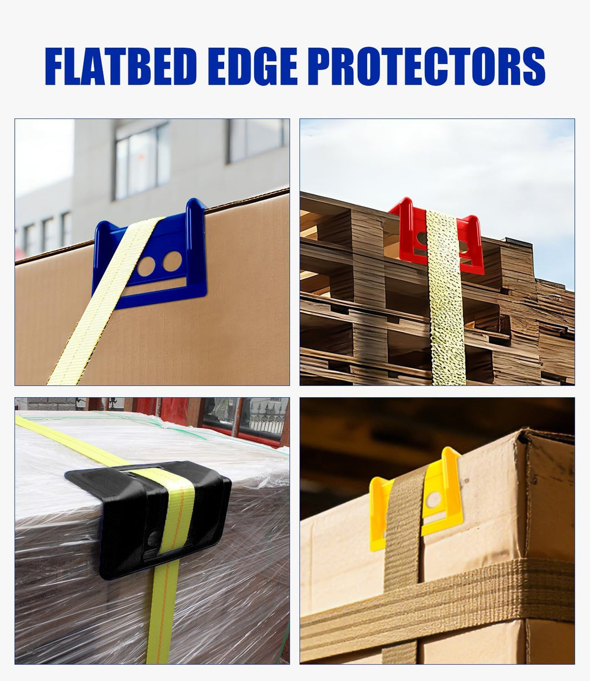 4" Flatbed Edge Protectors 24 Pack Plastic Corner Protector with Carrying Case, Strap Corner Protectors for Flatbed