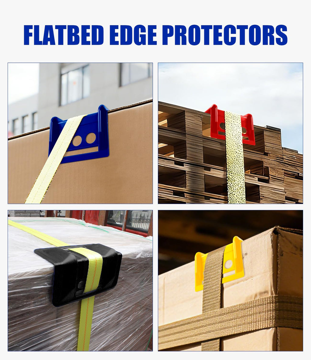 4" Flatbed Edge Protectors 24 Pack Plastic Corner Protector with Carrying Case, Strap Corner Protectors for Flatbed