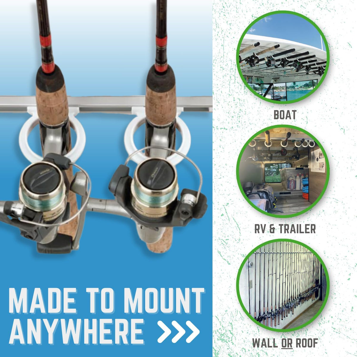 Fishing 1080 Trac-A-Rod Storage System, 2 ft, Silver/White | Customizable Rod Storage Solution - Holds up to 6 Rods