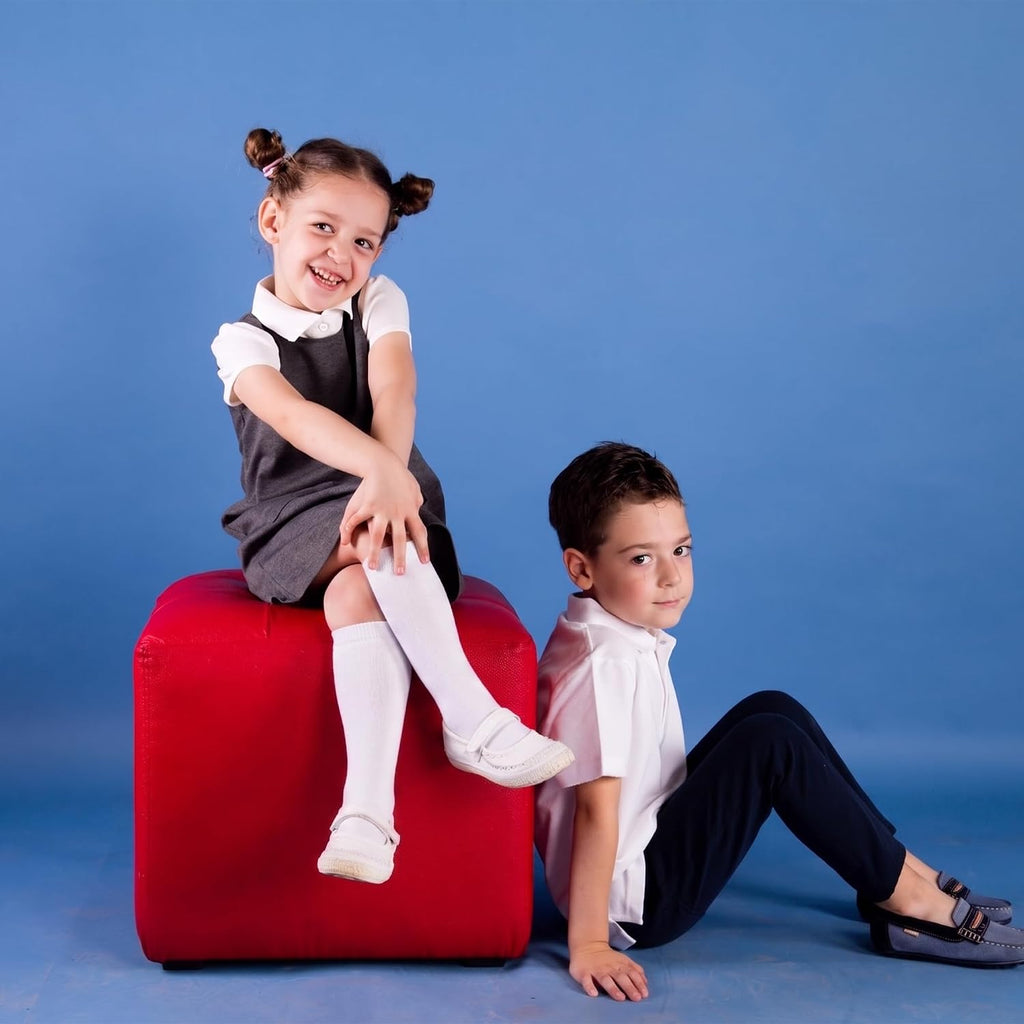 Girls Knee High Socks School Uniform Dress Sock Combed Cotton Black | For Kids 6-12