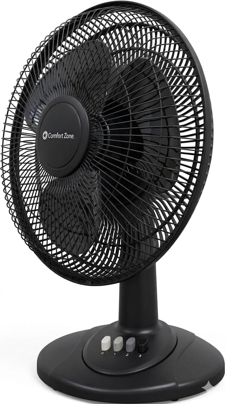 16" 3-Speed Oscillating Table Fan for Home - Black