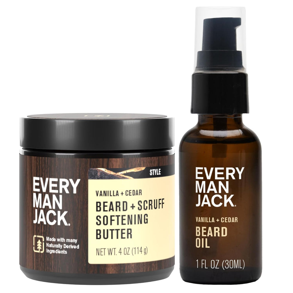 Hydrating Beard Oil & Butter for Men, Vanilla Cedar | Condition, Soften & Style Dry Beard & Scruff, Naturally Derived