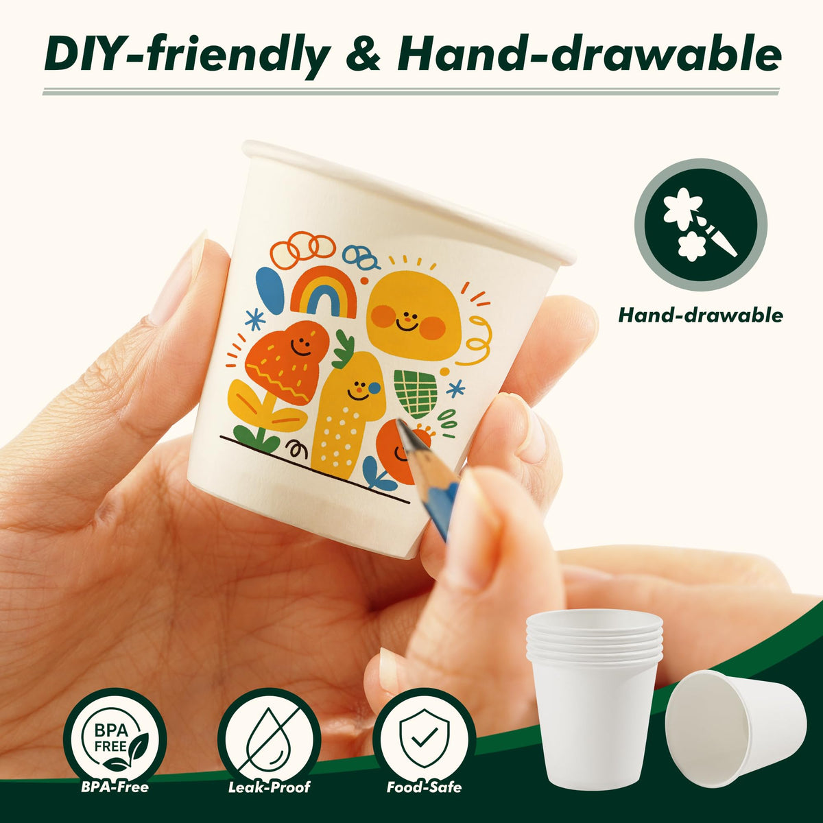 3 oz Bathroom Cups 200 Pack Small Paper Cups