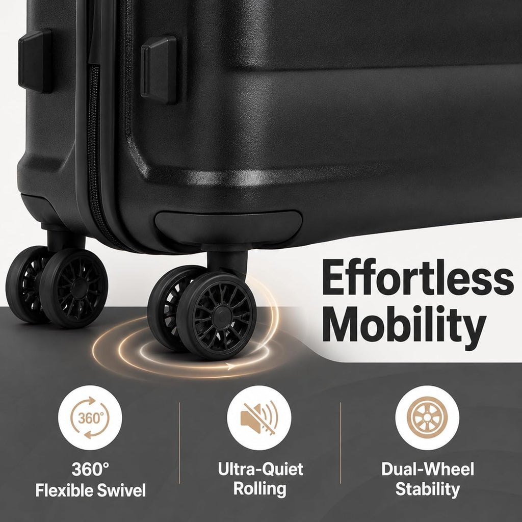 Luggage Sets, 5 Piece Durable Suitcase Set with Spinner Wheels, ABS Hard Shell Lightweight Luggage with TSA Lock