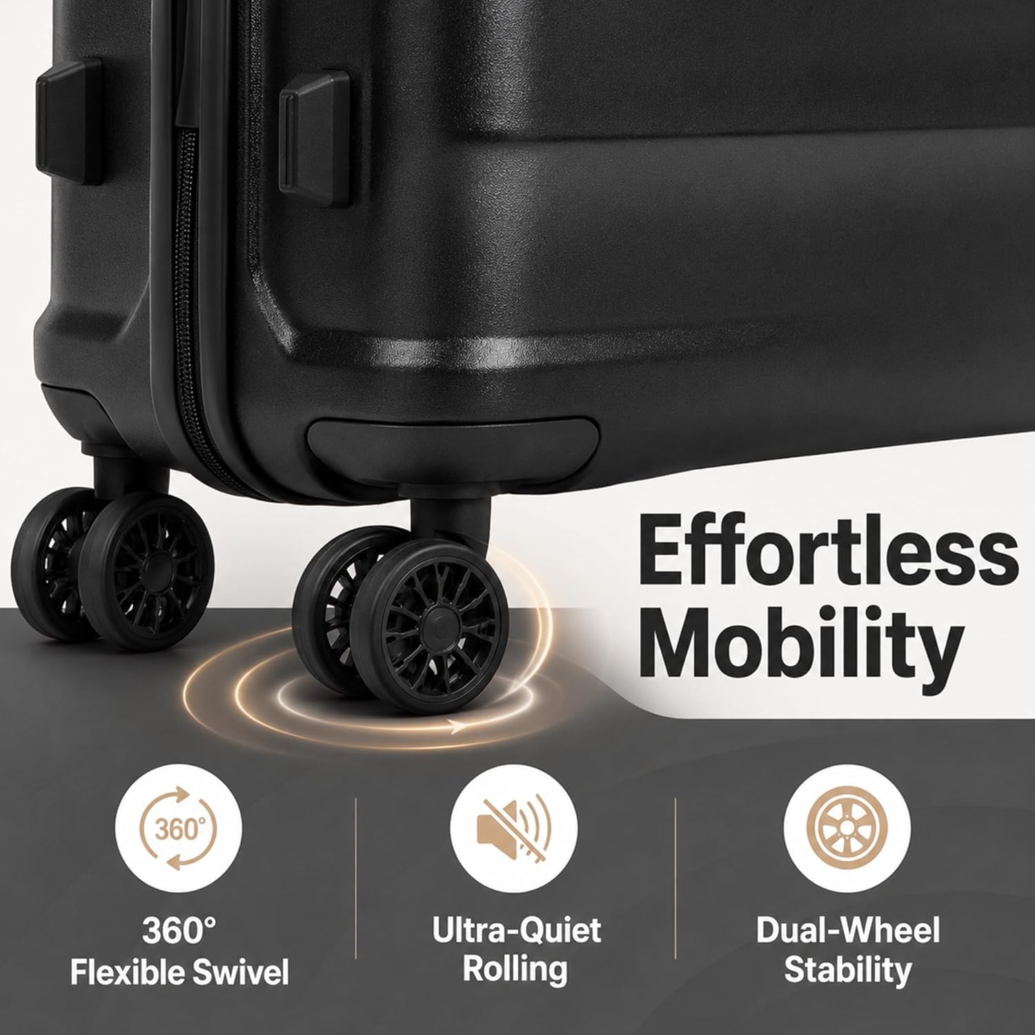 Luggage Sets, 5 Piece Durable Suitcase Set with Spinner Wheels, ABS Hard Shell Lightweight Luggage with TSA Lock