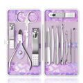 Nail Clippers Kit Manicure Pedicure Set with Holographic Case(Purple)