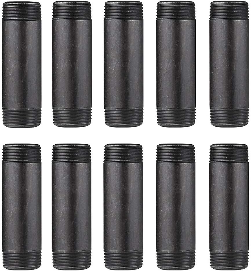 10 Pack 1 x 4 Inch Industrial Black Malleable Pipe Nipples