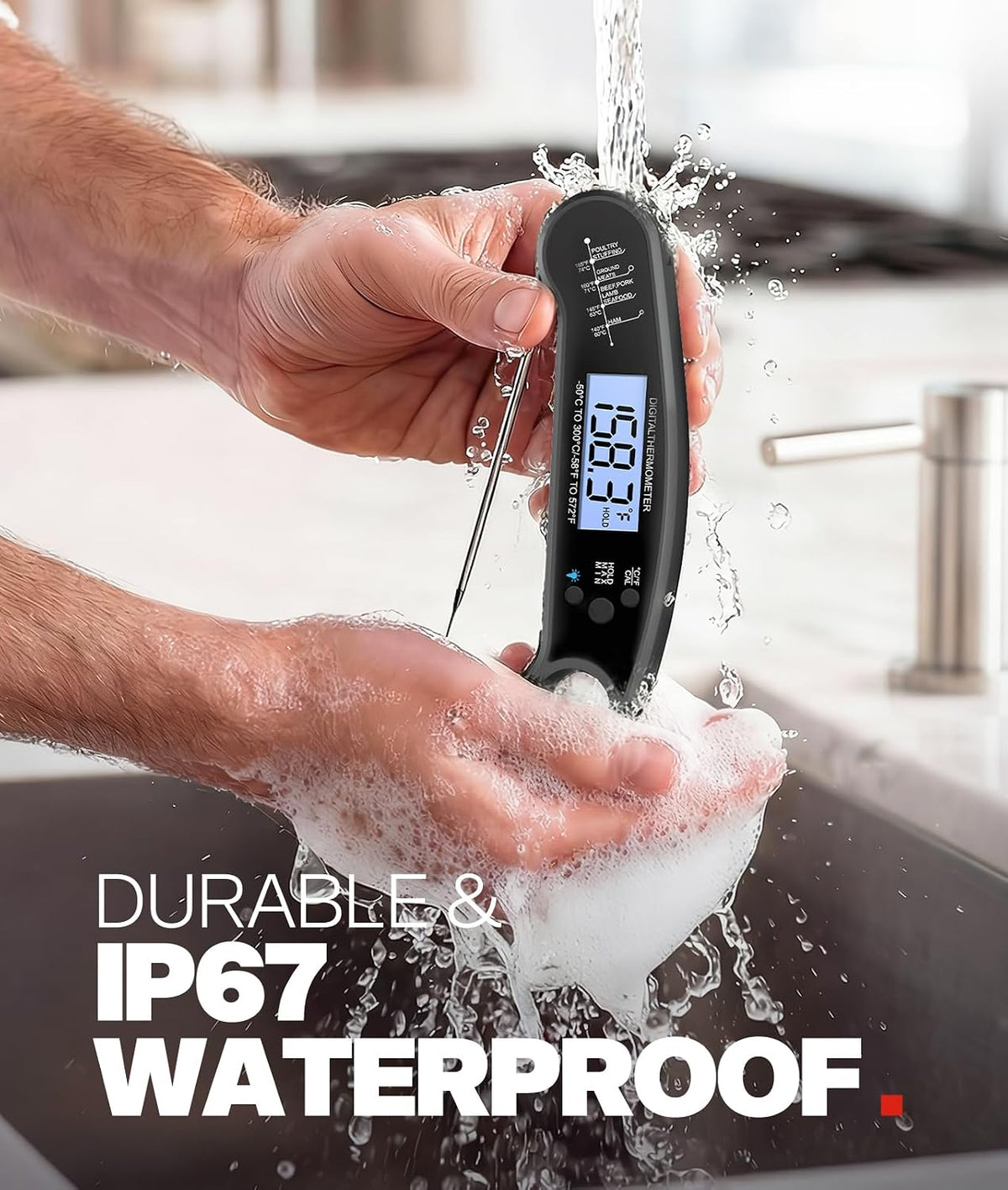 Meat Thermometer Digital, 1-2 Sec Instant Read, Grilling, Cooking, Food